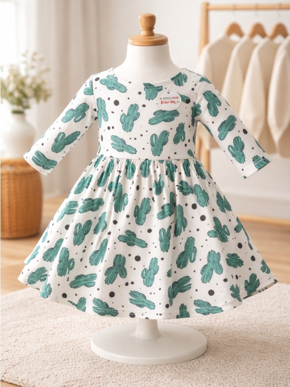 NWT Dot Dot Smile Toddler Girls Ballerina White with Green Cactus- - Size 2T